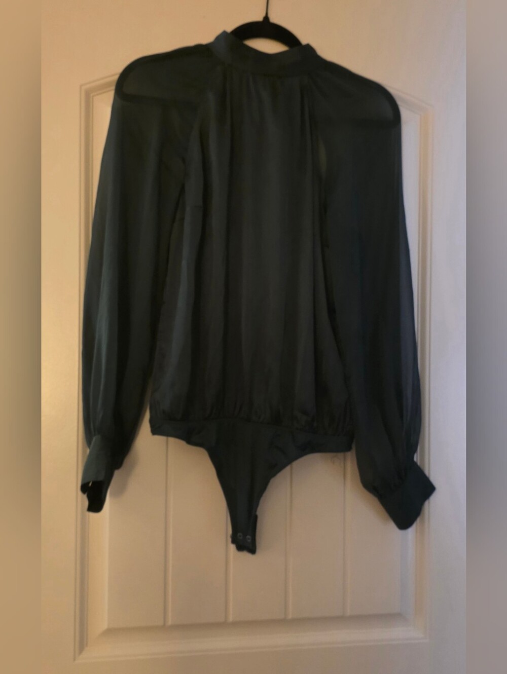 W9men's Dark Green Long-Sleeve Bodysuit One-Piece - Size Medium